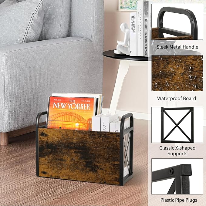 YINMIT Magazine Holder, Magazine Rack Floor, Magazine Storage Basket, Folder Organizer Bin for Books, Newspapers, Tablets-DeskLoop Office