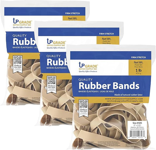 Upgrade Office Supply UPG234105PK3 Rubber Bands, Size 105 (5 x 5/8), 180 Bands, 3 lb Pack, USA-DeskLoop Office