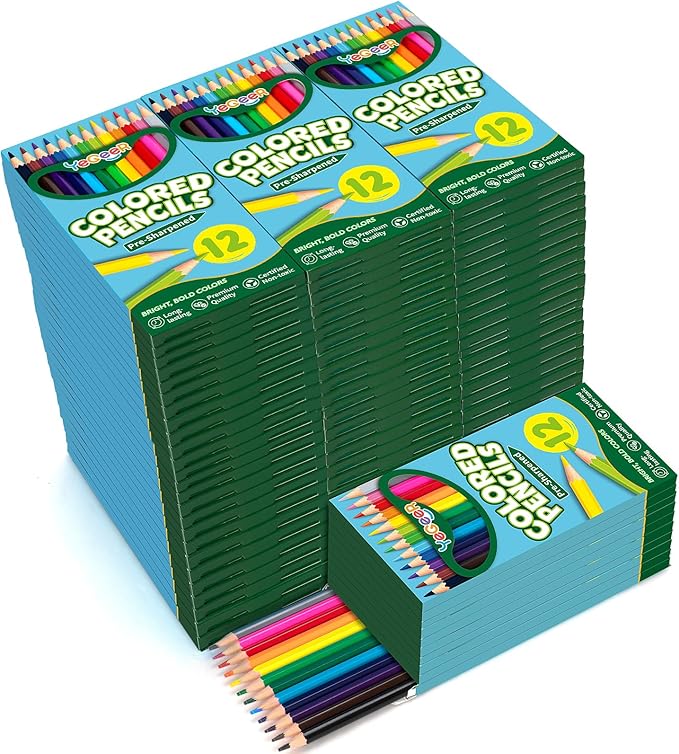 900 Count Colored Pencils Bulk, 12 Assorted Colors, 75 Packs Pre-sharpened Coloring Pencils Set for Kids and Adult, Teachers Essential Classroom Prizes, Back to School Supplies-DeskLoop Office