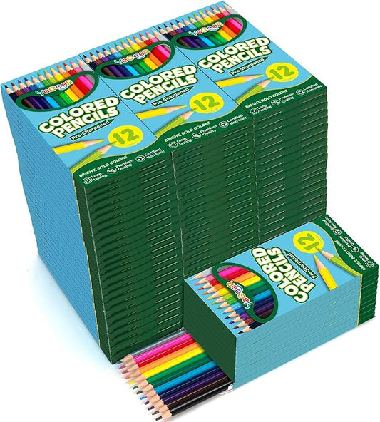 900 Count Colored Pencils Bulk, 12 Assorted Colors, 75 Packs Pre-sharpened Coloring Pencils Set for Kids and Adult, Teachers Essential Classroom Prizes, Back to School Supplies-DeskLoop Office