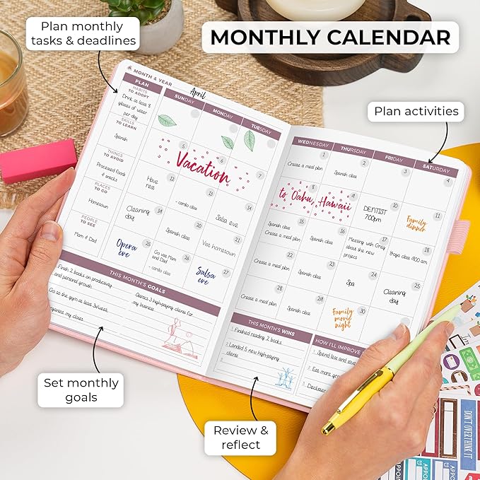 Clever Fox Planner 2nd Edition – Colorful Weekly & Monthly Goal Planner, Time Management & Productivity Organizer, Undated, A5 (Rose Gold)-DeskLoop Office