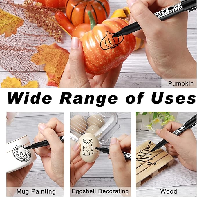 Thenshop 300 Pack Permanent Markers Bulk First Day of School Back to School Supplies Fine Point Waterproof Marker Works on Plastic, Wood, Stone, Metal, Glass for Office Classroom(Black)-DeskLoop Office