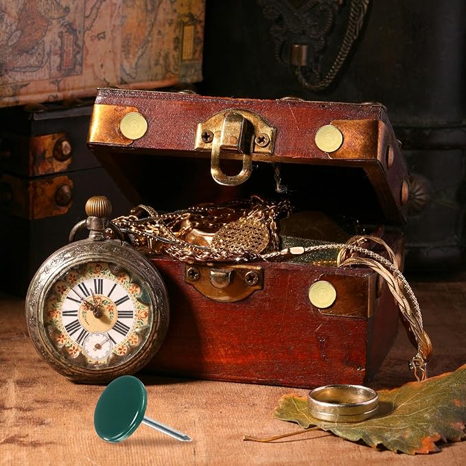 uxcell 150Pcs Upholstery Tacks, 11mmx17mm Flat Head Thumb Tack Decorative Furniture Nails Push Pins for Furniture Sofa Headboards, Green-DeskLoop Office