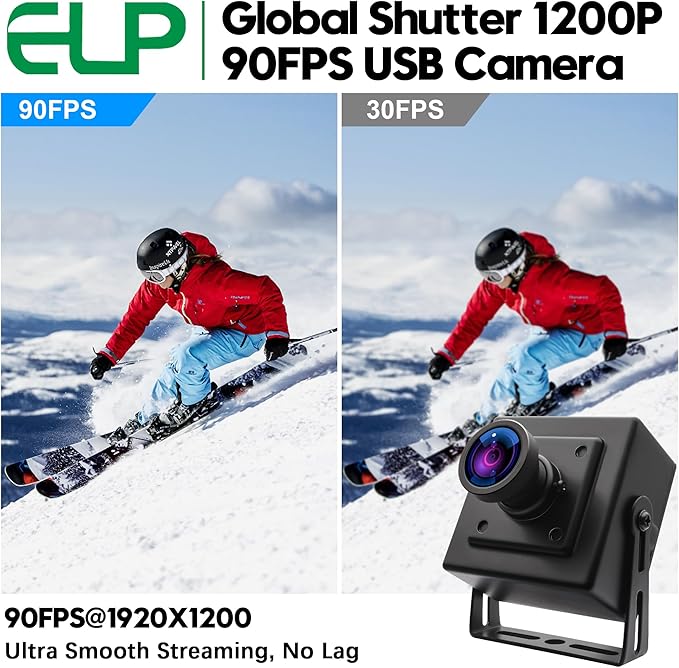 ELP Global Shutter USB Camera - Wide Angle Webcam for Computer & Laser Engraver - 1080P, 90fps, 120 Low Distortion Lens-DeskLoop Office