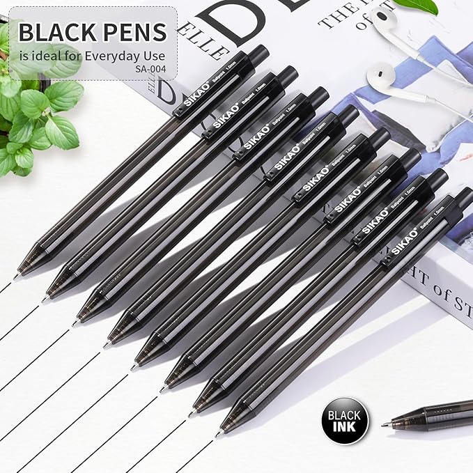 Pens Bulk, Black Pens, 60Pack Ballpoint Pens for Smooth Writing Pens No Smear, Black Ink Pens Medium Point 1.0mm, Retractable Pens, Click Pens, Ball Point Pens, Server Pens, School Office Supplies-DeskLoop Office