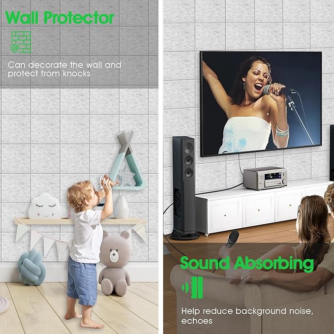 Large Cork Board for Office Wall Decor,48"x36"-12 Pack Felt Wall Tiles with Safe Removable Adhesive Tabs, 1/2" Thick, Felt Bulletin Board Pin Board Cork Boards for Walls - Light Grey-DeskLoop Office