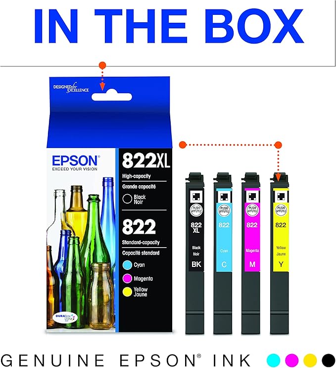 Epson® Workforce® Pro WF-4820 Wireless Color Inkjet All-in-One Printer & EPSON T822 DURABrite Ultra Ink High Capacity Black (T822XL120-S) T822 DURABrite Black-DeskLoop Office