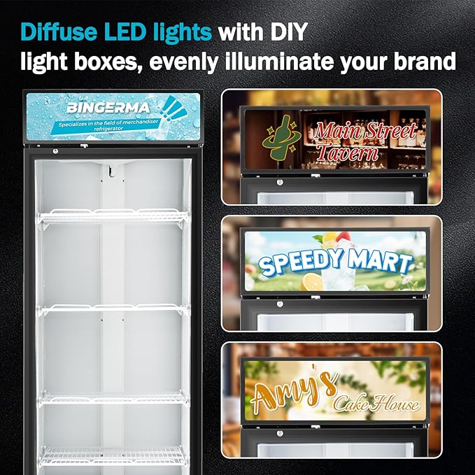 Commercial Beverage Refrigerator 15 Cu.ft. with Glass Door Display Merchandiser Fridge ETL Drink Cooler for Bars,Restaurants, Convenience Stores, Supermarkets and Offices-DeskLoop Office