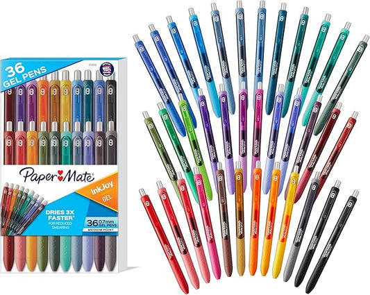 Paper Mate InkJoy Pens Gel Pens Medium Point (0.7 mm) Assorted 36 Count-DeskLoop Office