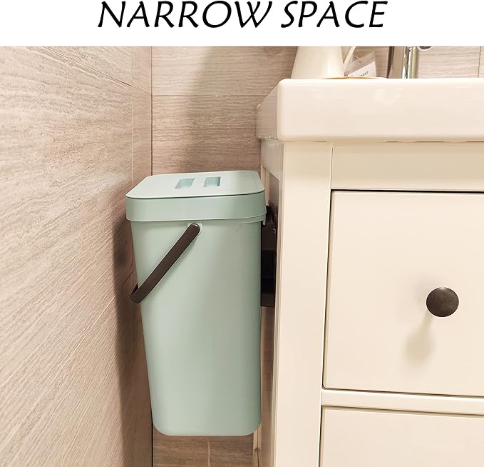 stonespace Compost Bin Kitchen, Under Sink Compost Bin Indoor Sealed, 3.2 Gallon/12L Compost Bucket for Kitchen, Wall Mounted Trash Can,Small Trash Can with Lid,1 Pack Blue-DeskLoop Office