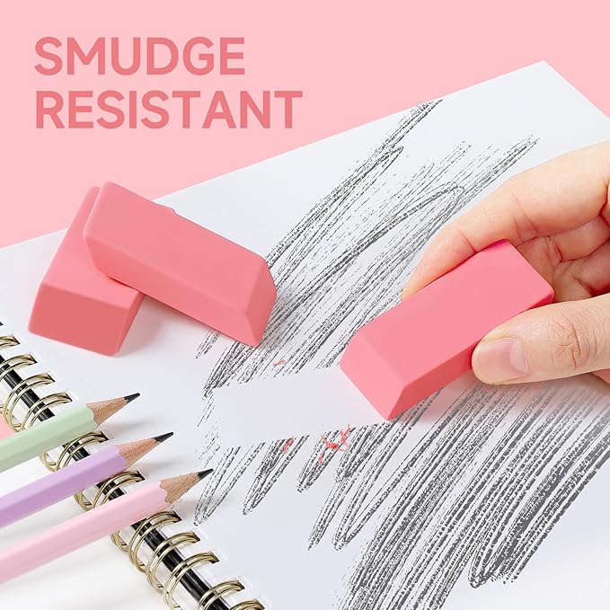 144 Pack Pink Erasers Bulk, Large Pencil Erasers for School, Classroom, Teacher, Homeschool, and Office Supplies-DeskLoop Office