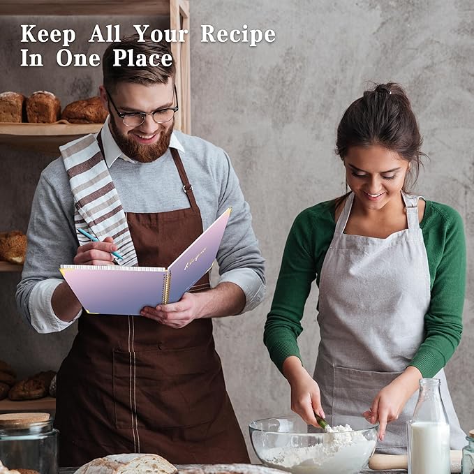 Blank Recipe Book to Write in Your Own Recipes, Blank Cookbook with 175 Pages for Family Cooking Lover, Recipe Notebook with Tab Sticker Sheets, Recipe Journal, Hardcover, 7.5" x 9.5"-DeskLoop Office