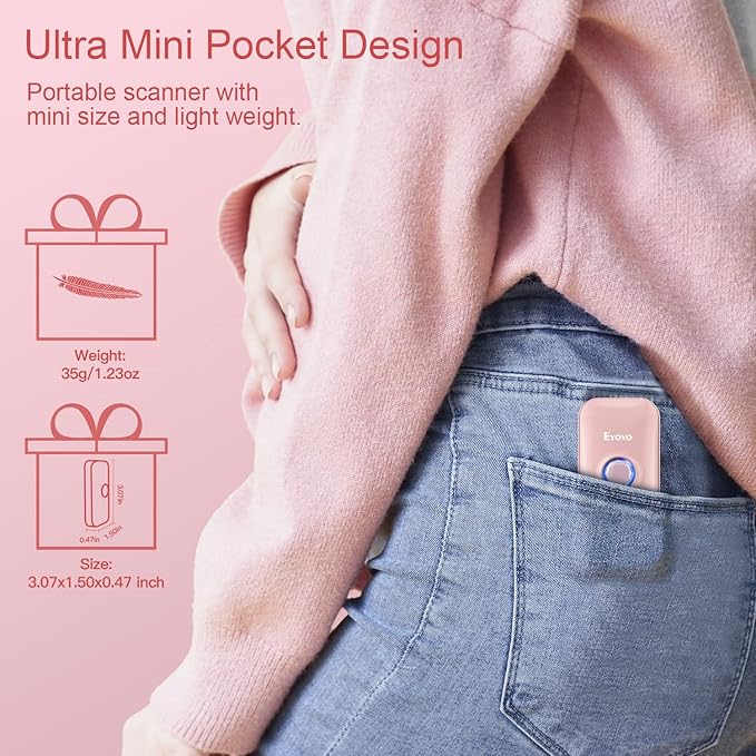 Eyoyo Mini 1D Bluetooth Barcode Scanner, 3-in-1 Bluetooth & USB Wired & 2.4G Wireless Barcode Reader Portable Bar Code Scanning Work with Windows, Android, iOS, Tablets or Computers(Pink)-DeskLoop Office