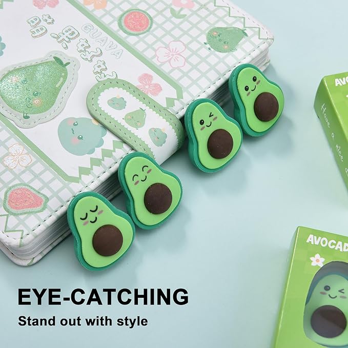 16Pcs Avocado Erasers for Kids Bulk, Kawaii Cute Novelty Fruit Eraser for School Classroom Supplies Party Favors-DeskLoop Office