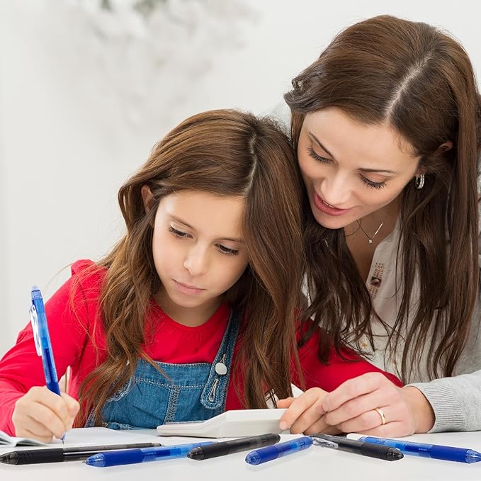 ParKoo 20 Pack Retractable Erasable Gel Pens Clicker, Fine Point 0.7 mm, Make Mistakes Disappear, Black Blue Pens for Writing, Journaling and Crossword Puzzles-DeskLoop Office