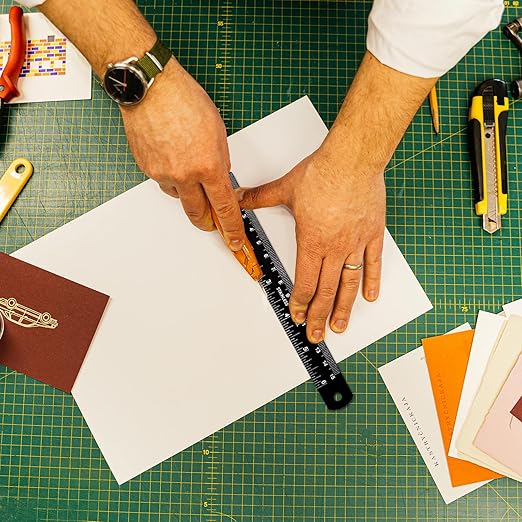 Metal Ruler, 6 Inch Stainless Steel Straight Edge with Metric Measurement, 2 Pack, 15 Centimeters Straight Edge Ruler with Inch to MM Conversion Table for Students, Machinist and Drafting-DeskLoop Office