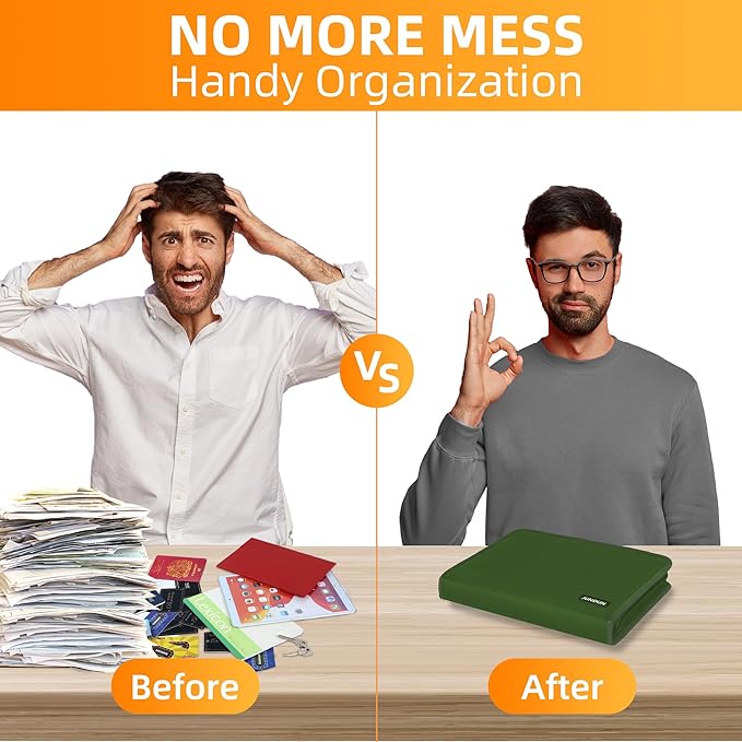 JUNDUN Accordion File Organizer - 12 Pocket Expanding File Folder with Zipper & Labels - Fireproof File Folder Organizer with Multi-Pockets,Document Organizer for Letter A4 Files and More (Green)-DeskLoop Office