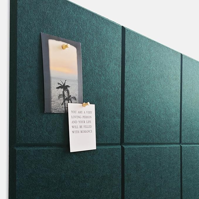 Large Cork Board for Office Wall Decor,48"x36"-12 Pack Felt Wall Tiles with Safe Removable Adhesive Tabs, 1/2" Thick, Felt Bulletin Board Pin Board Cork Boards for Walls - Dark Green-DeskLoop Office