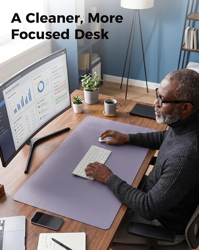 Aothia Dual-Sided Desk Mat, FSC Cork & PU Leather Desk Pad, Large Mouse Pad & - Image 7