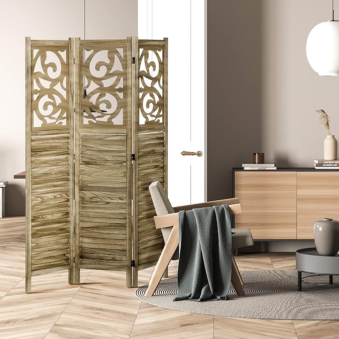 NicBex Room Divider 3 Panel Room Dividers with Floral Design Partition Room Dividers and Folding Privacy Screens 5.5 FT Wall Divider for Home, Office, Room Separation,47.25"W x 0.75"D x 67"H, Brown-DeskLoop Office