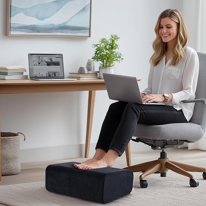 Ganondorf Foot Rest for Under Desk at Work Adjustable Foot Rest Under Desk Ergonomic Foot Stools for Under Office Desk Leg Pillow for Underdesk Footrest with Washable Cover, Black-DeskLoop Office