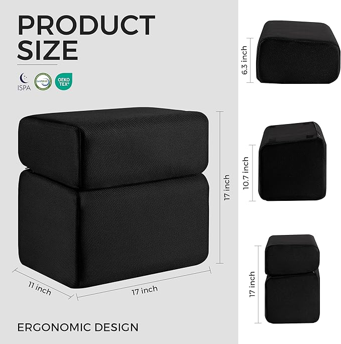 Ganondorf Foot Rest for Under Desk at Work Adjustable Foot Rest Under Desk Ergonomic Foot Stools for Under Office Desk Leg Pillow for Underdesk Footrest with Washable Cover, Mesh Black-DeskLoop Office