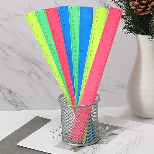 Zonon 500 Pcs 12 Inch Plastic Ruler Assorted Colors Rulers with Centimeters Millimeter and Inches Shatterproof Straightedge Bulk for Classroom School Home Office Kids-DeskLoop Office