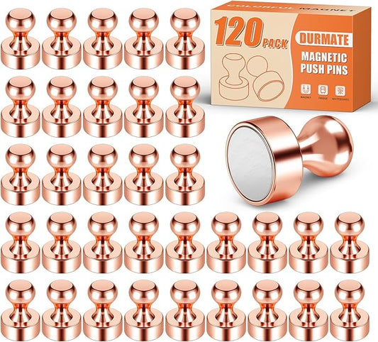 Strong Refrigerator Magnets, 120 PCS Cute Whiteboard Magnets, Rose Gold Magnetic Push Pins, Magnetic White Board Set for Fridge, Office, Kitchen, Locker Accessories, Desk Accessories-DeskLoop Office