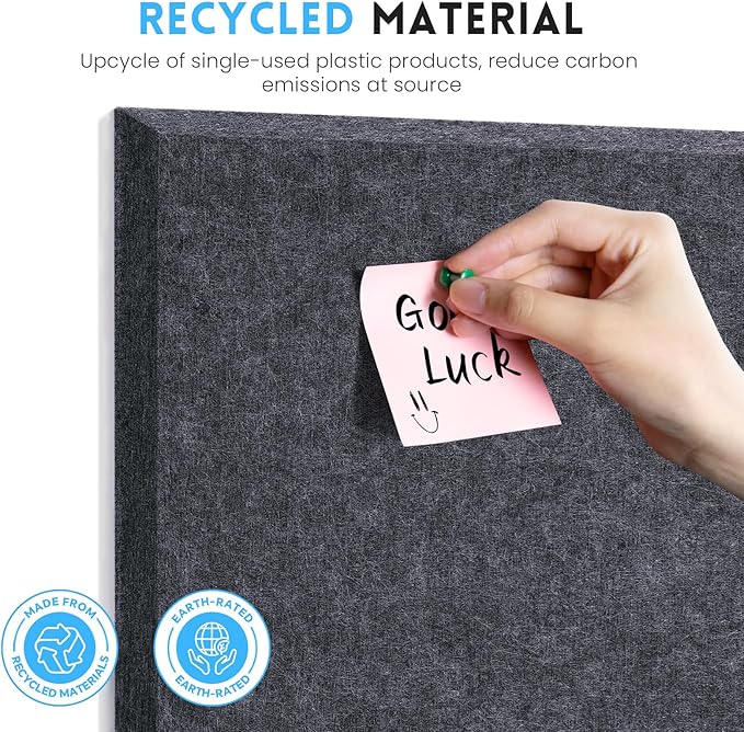 Large Cork Bulletin Board for Wall 48"x36", 12 Pack Felt Wall Tiles with 80 Pushpins, 60 Safe Removable Adhesive Tabs, Decorative Pin Board Tack Board for Office Home School, Dark Gray