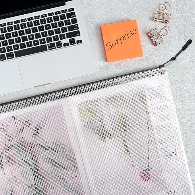 20pcs Plastic Mesh Zipper Pouch Bags, A3 17x12 Inches Extra Large Zipper Bags, Reusable Zipper Pouches for Classroom Office Supplies Organizing, Puzzles & Games, Board Game Organization-DeskLoop Office