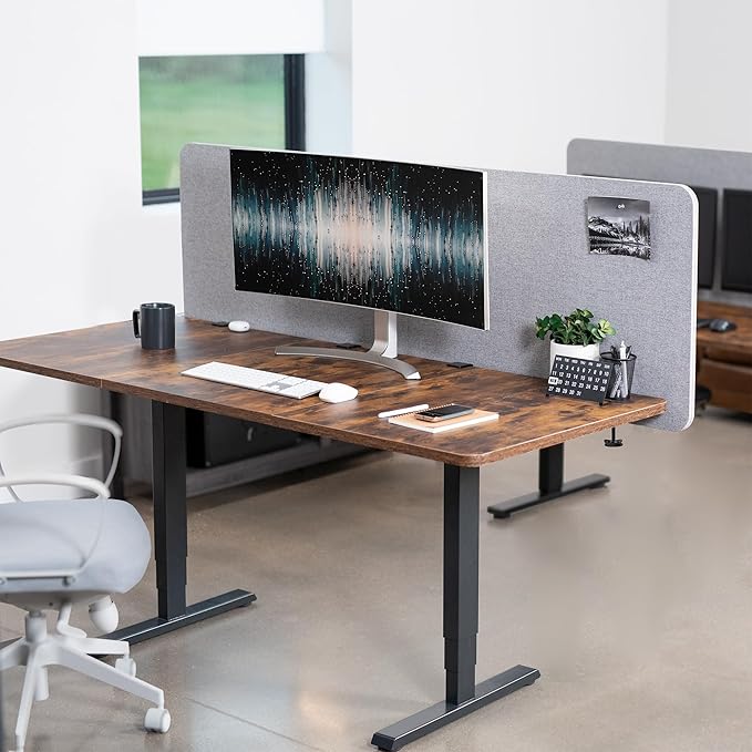 VIVO Clamp-on/Screw-on 71 x 24 inch Privacy Panel System, Sound Absorbing Cubicle Desk Divider, Acoustic Partition, 2 Panels, Gray, PP-2-V072G-DeskLoop Office