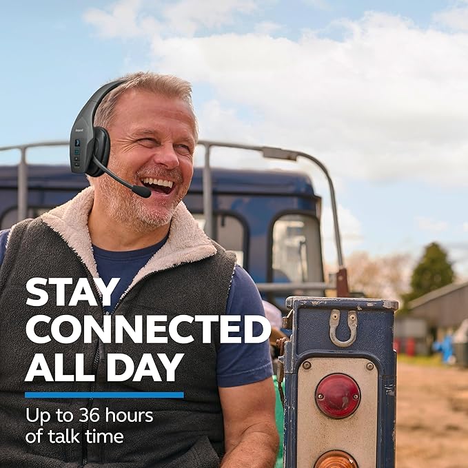 BlueParrott S650-XT Bluetooth Wireless Headphones 96% Noise Canceling Over Head Trucker Headset with Mic, 2-in-1 Convertible Stereo to Mono with ANC, IP54-Rated Protection, 36 hrs. Talk Time, Black-DeskLoop Office