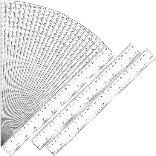 32 Pack Clear Ruler 12 Inch Bulk with Centimeters and Millimeters, Metric Rulers Measuring Drawing Tool for Kids, Ideal Back to School Office Home Supplies-DeskLoop Office