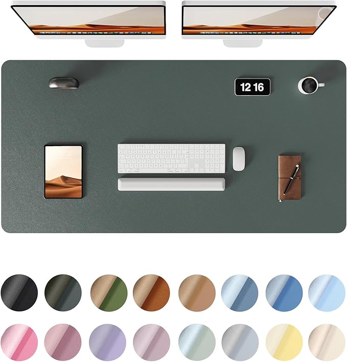 YSAGi Leather Desk Protector, Office Mat, Large Mouse Mat, Non-Slip PU Leather Blotter, Laptop Desk Pad, Waterproof Writing Pad for Office and Home (Dark Green, 47.2" x 23.6")-DeskLoop Office