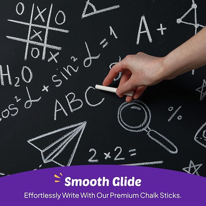 kedudes White Chalk - Chalkboard Chalk for Classrooms and Home - 24 Sticks of Dustless Chalk - Smooth Writing, Easy Cleanup - Suitable for Kids, Teachers, and Creative Spaces - 2 Boxes-DeskLoop Office