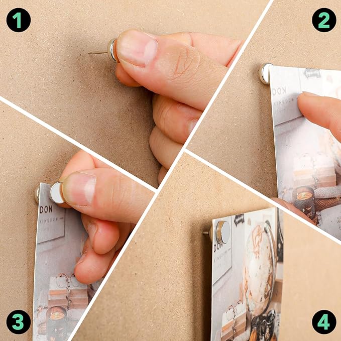 E BAVITE Push Pins Magnetic Thumb Tacks, 10 Sets Magnet Pushpins for Wall Bulletin Board Cork Board Cute Decorative Push Pin Clips Thumbtacks for Poster Hanger Photo Picture Hanging Accessories-DeskLoop Office