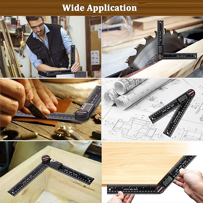 Digital Angle Finder Protractor, Angle Finder Ruler with 7inch/200mm, Angle Measuring Tool for Woodworking/Carpenter/Construction/DIY Measurement(2 Batteries Included) (Enhanced ABS)-DeskLoop Office