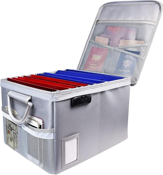 TOMKID Fireproof File Cabinet with Lock, Fireproof Document Organizer Collapsible File Box Filing Cabinet with Handle for Letter Legal Folder Certifications-DeskLoop Office