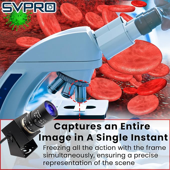 SVPRO 2MP Global Shutter USB Camera 90FPS High Speed Camera with 5-50mm Zoom Lens,Manual Focus Webcam for Glof Swing,10X Optical Zoom Industrial Video Camera USB Plug and Play for Computer-DeskLoop Office