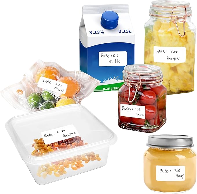 300 Removable Blank Food Labels, Water/Oil/Tear Resistant with Perforation Line for Freezer Food Containers Jars Pantry Organization (Each Measures 1” x 2”)-DeskLoop Office
