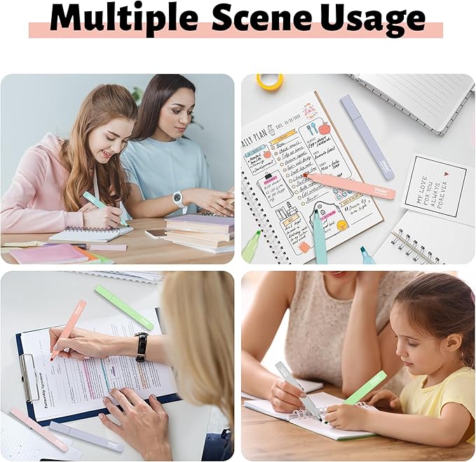 Bible Highlighters,10Pcs Chisel Tip Aesthetic Markers,Pastel Highlighters for Journaling Planner Notes School Supplies-DeskLoop Office