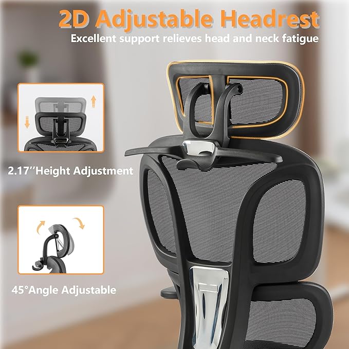 FLEXISPOT ErgoX-S Big and Tall Mesh Office Chair, Computer Desk Chair Adjustable Swivel with Footrest Lumbar Support Headrest and 360°Rotation for Home Office, Black Foam-DeskLoop Office