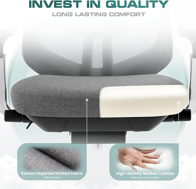 COLAMY Ergonomic Mesh Office Chair, High Back Office Chair, Computer Executive Desk Chair with Lumbar Support,Adjustable Headrest and 4D Arms, Slide Seat, Tilt Lock-Darkgrey New-DeskLoop Office