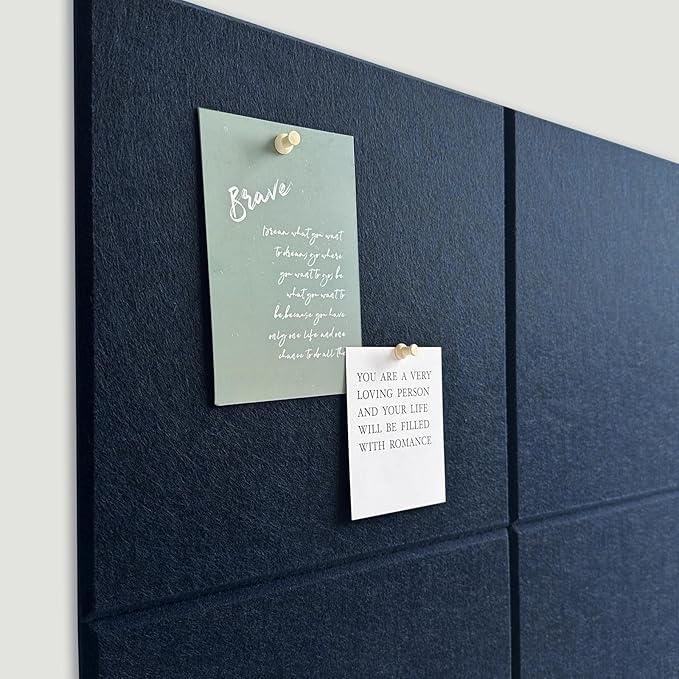 Large Cork Board for Office Wall Decor,48"x36"-12 Pack Felt Wall Tiles with 35 Push Pins, Thicker 0.47in, Felt Bulletin Board Pin Board Cork Boards for Walls - Dark Blue-DeskLoop Office