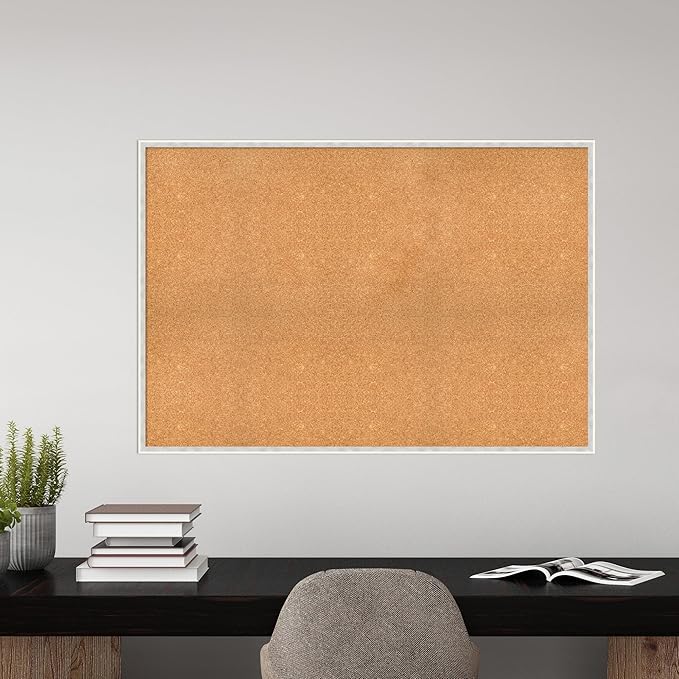 Amanti Art Natural Cork Board for Wall, 35x51 Vision Board with White Frame, Oversize Corkboard Office Decor for Home Organization, Modern Corkboard Pinboard to Display Items for Home Organization in-DeskLoop Office