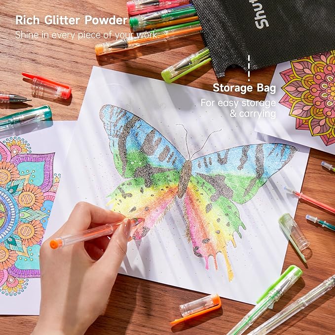 Shuttle Art 80 Pack Glitter Gel Pens, 40 Colors Glitter Gel Pens Set with 40 Refills for Adults Coloring Books Drawing Crafts Scrapbooking Journaling-DeskLoop Office