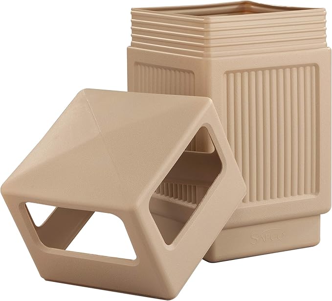 Safco Canmeleon Trash Can, 38 Gallons, Indoor and Outdoor Use, Durable & Weather-Resistant Commercial Garbage Can, Tan-DeskLoop Office