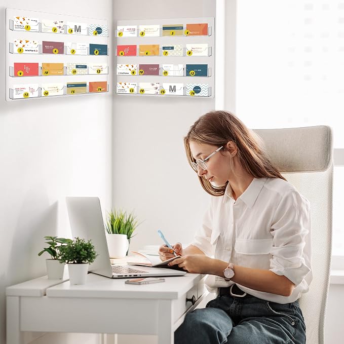 TURSTIN Business Card Holder Wall Mount Clear Sticker Display Marketing Holder - Image 7