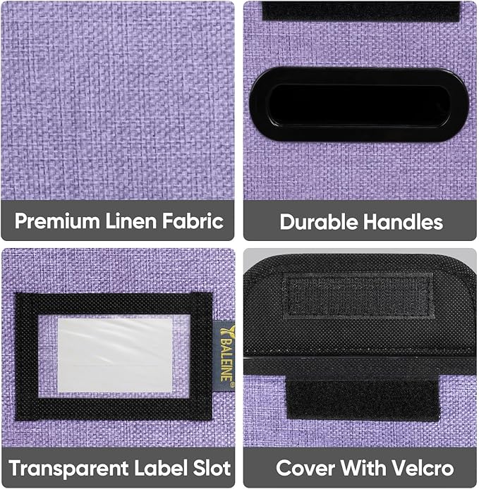 BALEINE File Organizer Box with Lid, Collapsible File Folder Organizer with Plastic Slide, Hanging File Folder Box for Office Document Storage (1 Pack, Purple, S)-DeskLoop Office