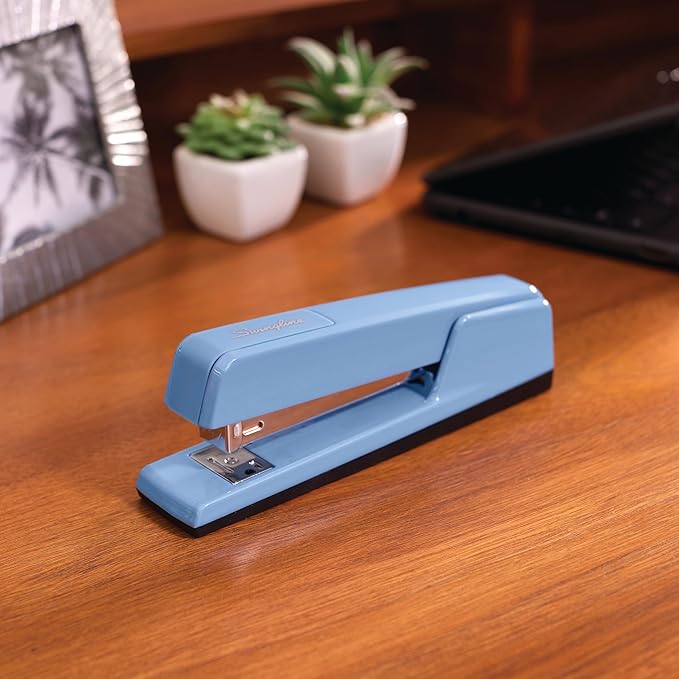 Swingline Stapler, 30 Sheet Capacity, 747 Classic Stapler, Jam Free, Metal, Sky Blue (74708)-DeskLoop Office